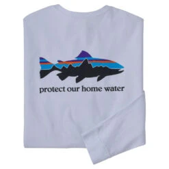 Patagonia M's L/S Home Water Trout Responsibili-Tee White