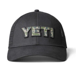 Yeti Camo Logo Badge Low Pro Trucker Hat Black