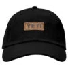 Yeti Leather Logo Badge 6 Panel Soft Crown Hat Black