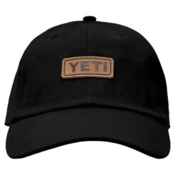 Yeti Leather Logo Badge 6 Panel Soft Crown Hat Black