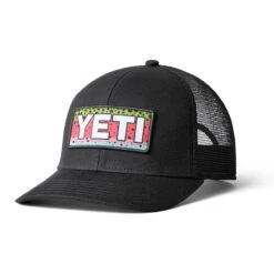 Yeti Rainbow Trout Logo Badge Trucker Hat Black -Winterkleding H009B 3